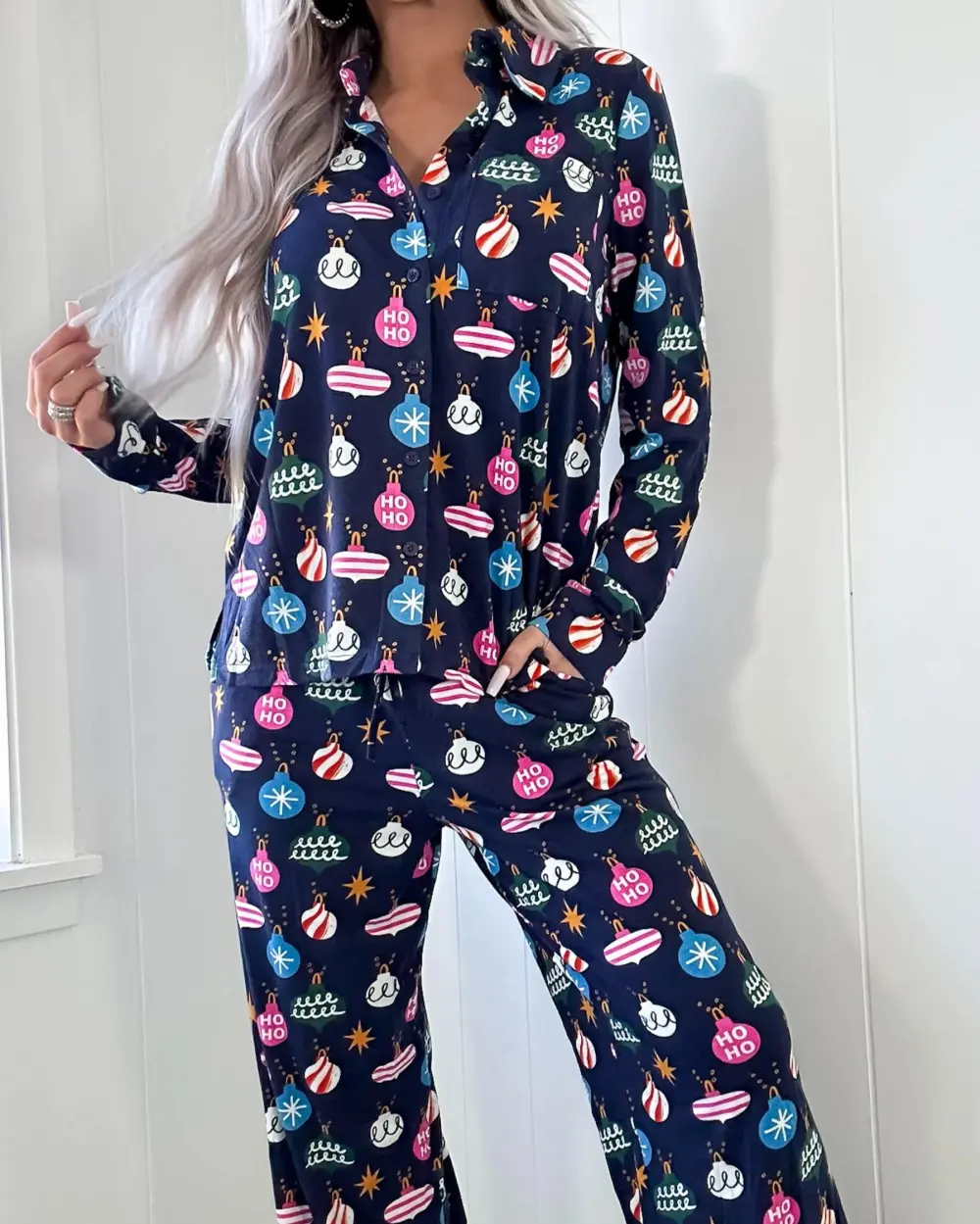 Ornament Pajama Set - Navy Blue