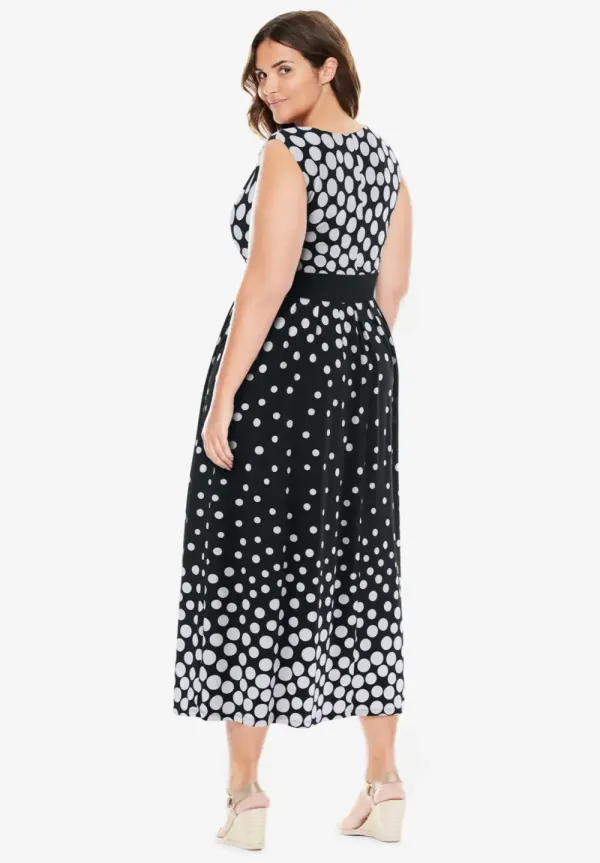 Banded-Waist Print Maxi Dress