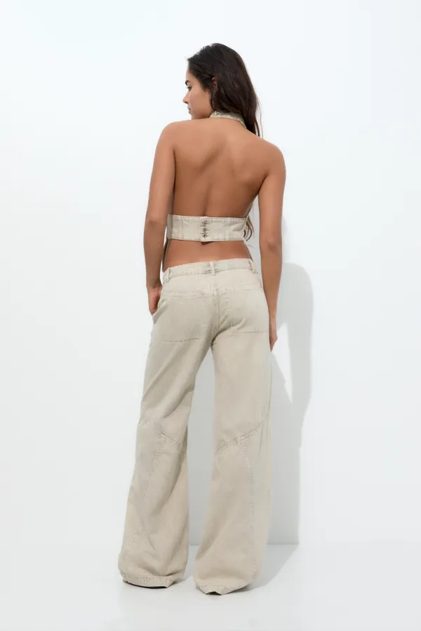 Top vaquero halter costuras