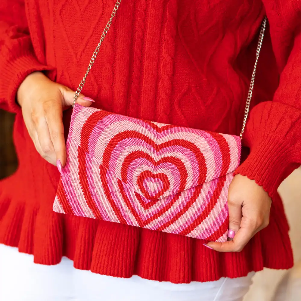 Fluttering Hearts Purse, Light Pink