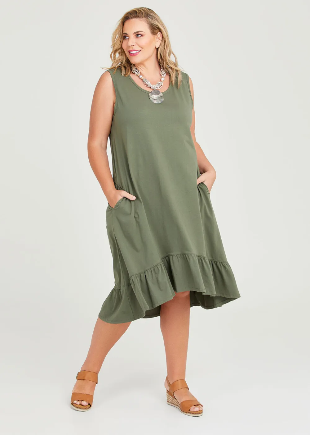 Cotton Sleeveless Tiered Dress
