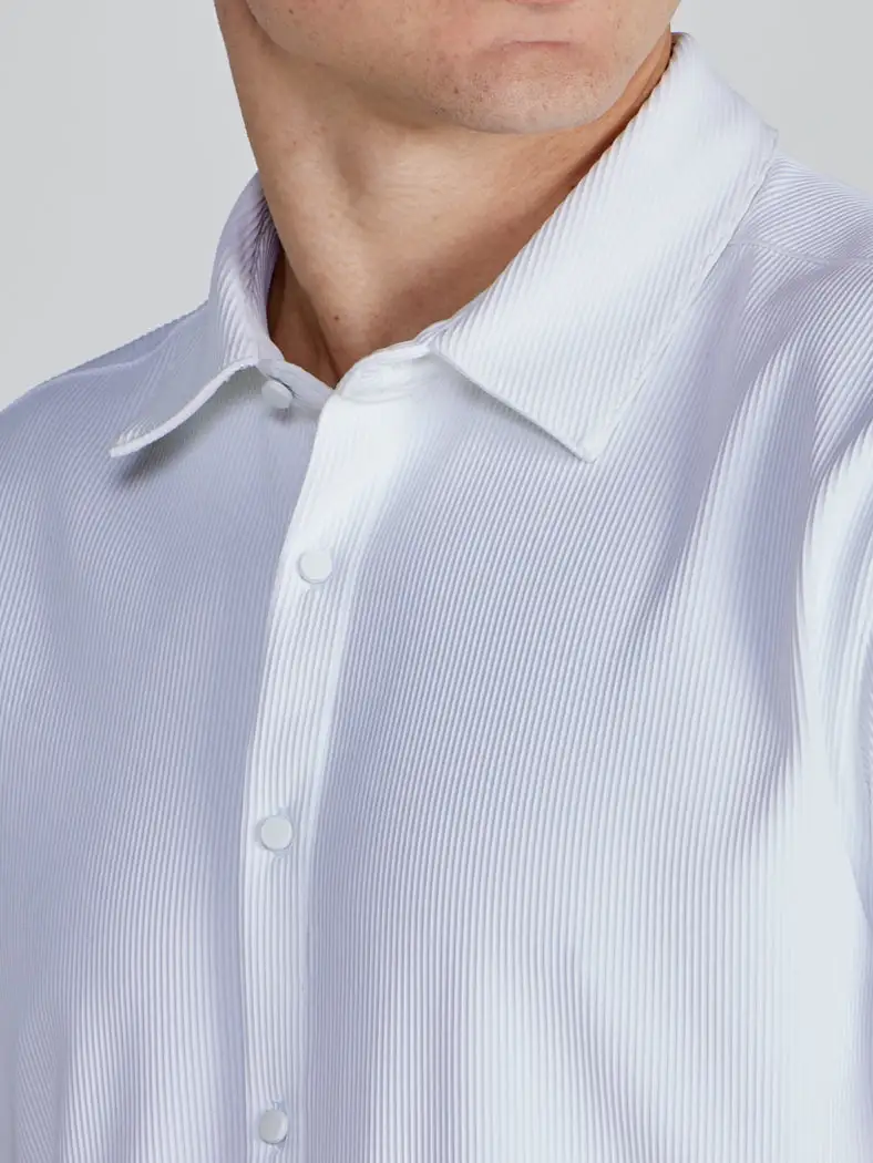 Ribbed+ Short Sleeve Button Down