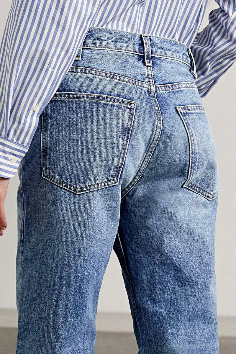 Wash High Rise Straight Leg Jeans Without Belt