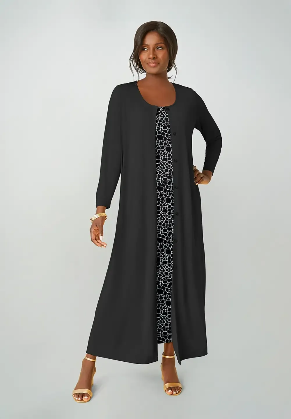 2-Piece Stretch Knit Duster Set
