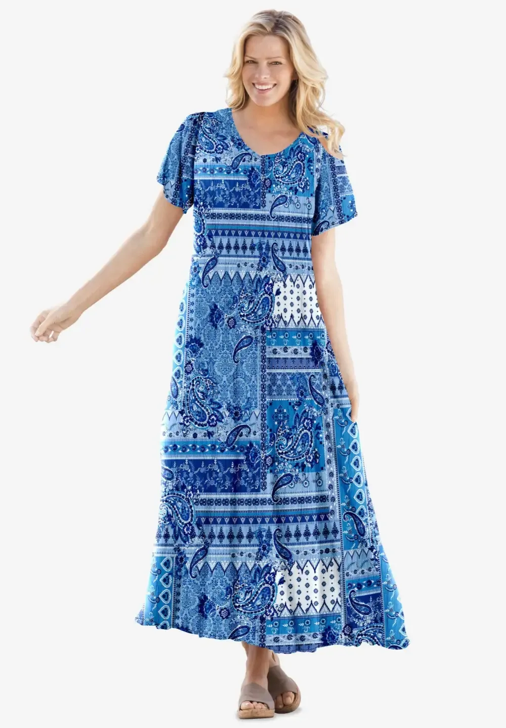 Short-Sleeve Crinkle Dress