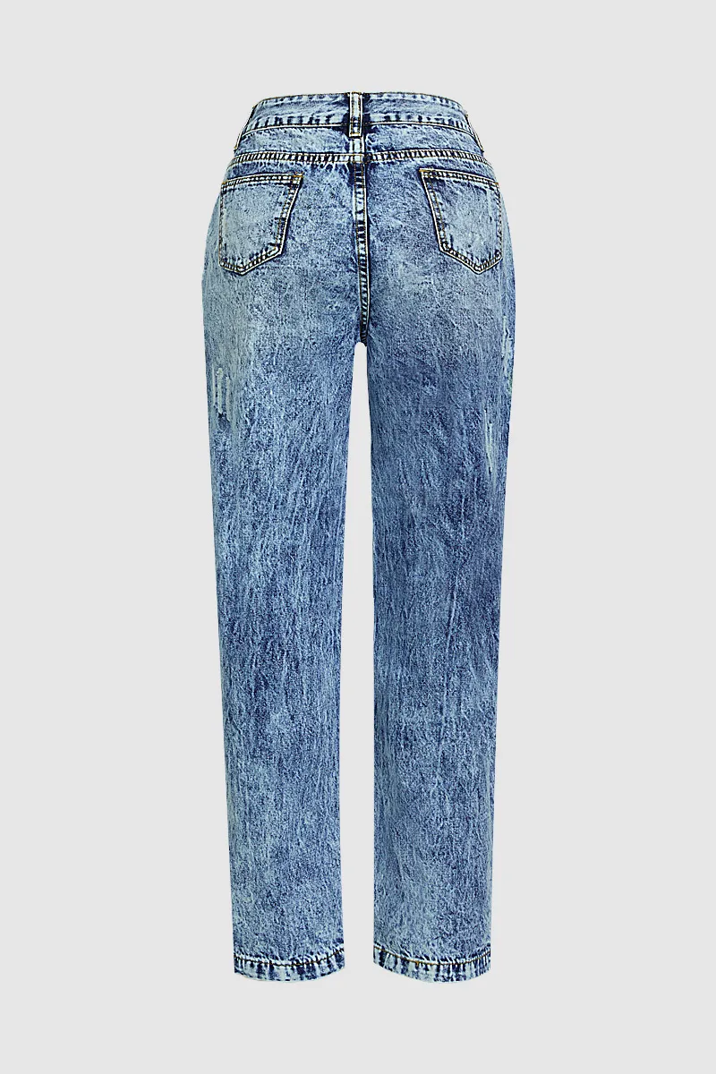 90s Vintage Cut Out High Waist Straight Leg Baggy Jeans