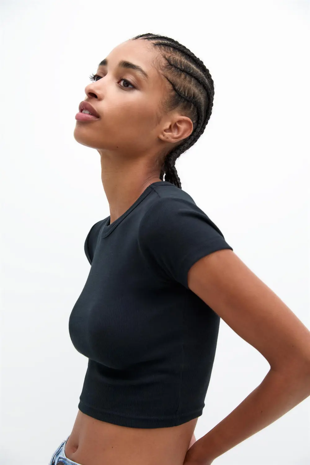 Camiseta cropped canalé