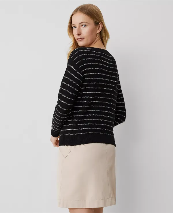 Sequin Striped Wedge Sweater