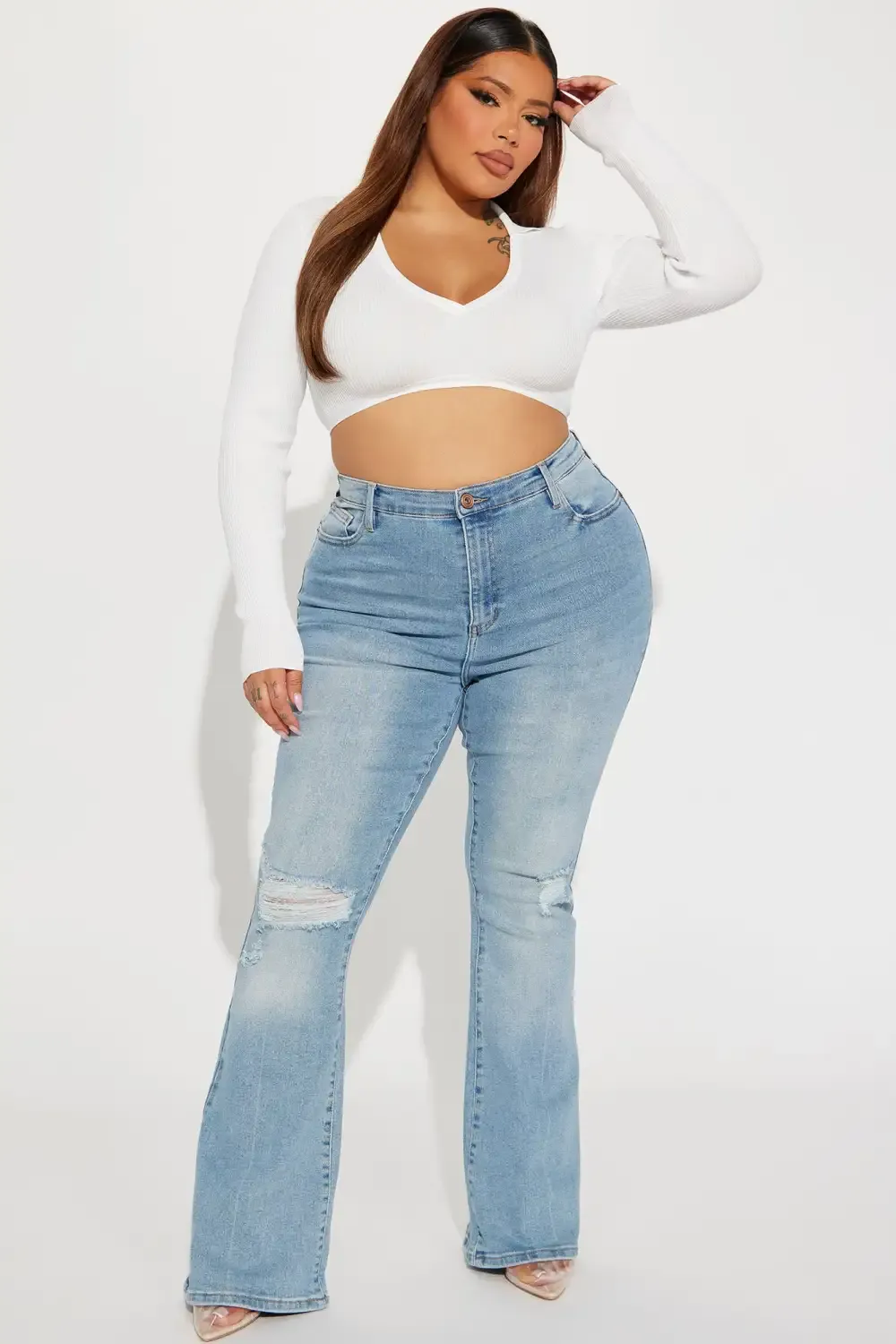Every Now And Then Stretch Flare Jeans - Light Wash