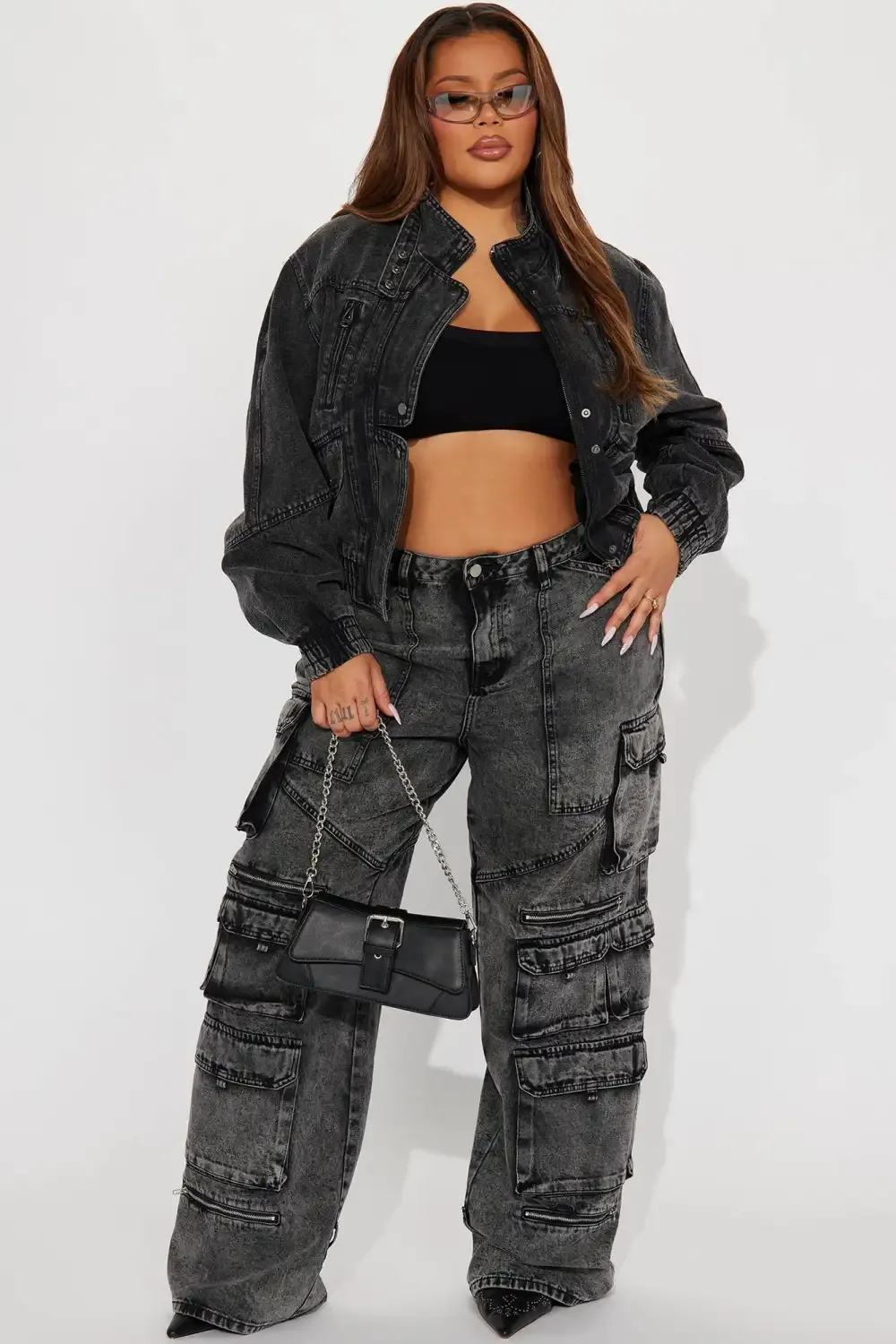 Writing On The Wall Denim Moto Jacket - Acid Wash Black