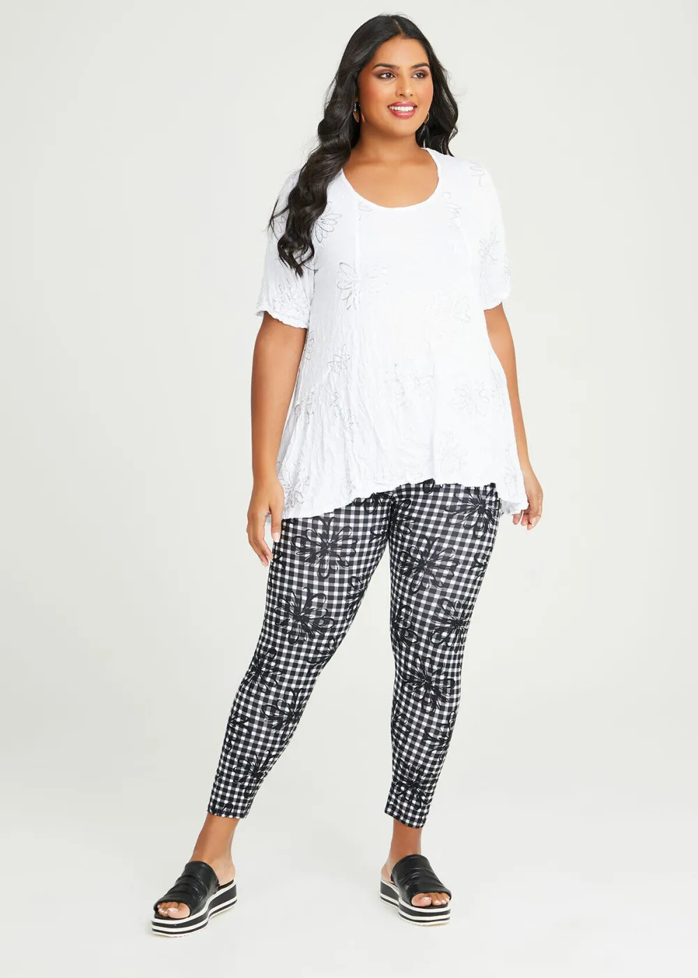 Natural Floral Check Legging