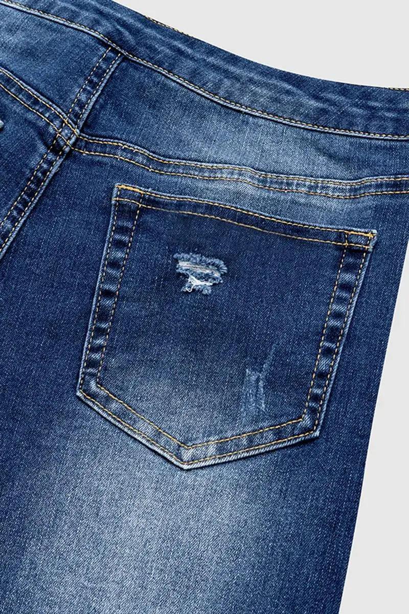 Tie Front High Waist Roll Hem Denim Shorts