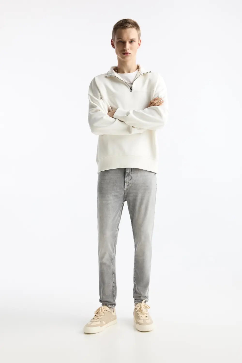 Washed carrot-fit jeans