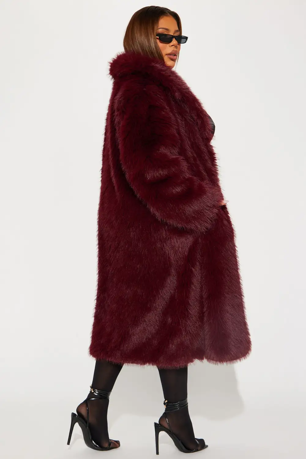 Dreamin' Big Faux Fur Coat  - Burgundy