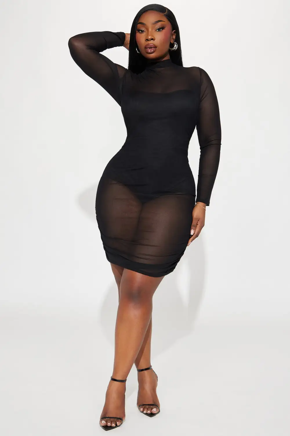 Sarai Mesh Mini Dress - Black