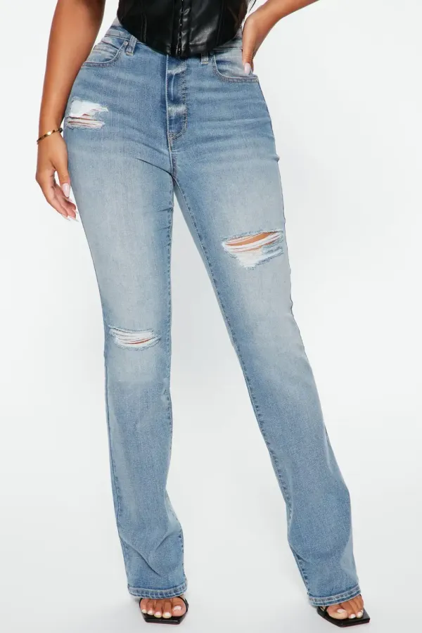 Bridget Distressed Bootcut Jeans - Light Wash