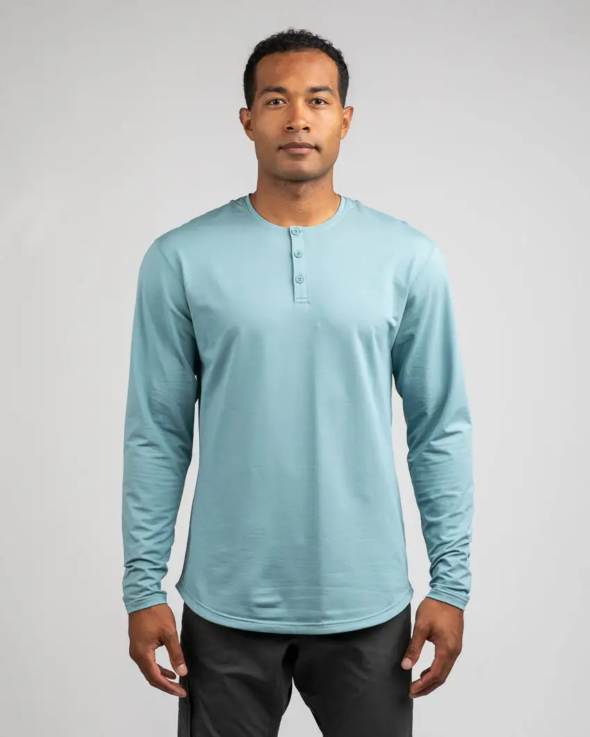 Henley Drop-Cut Long Sleeve: Lux
