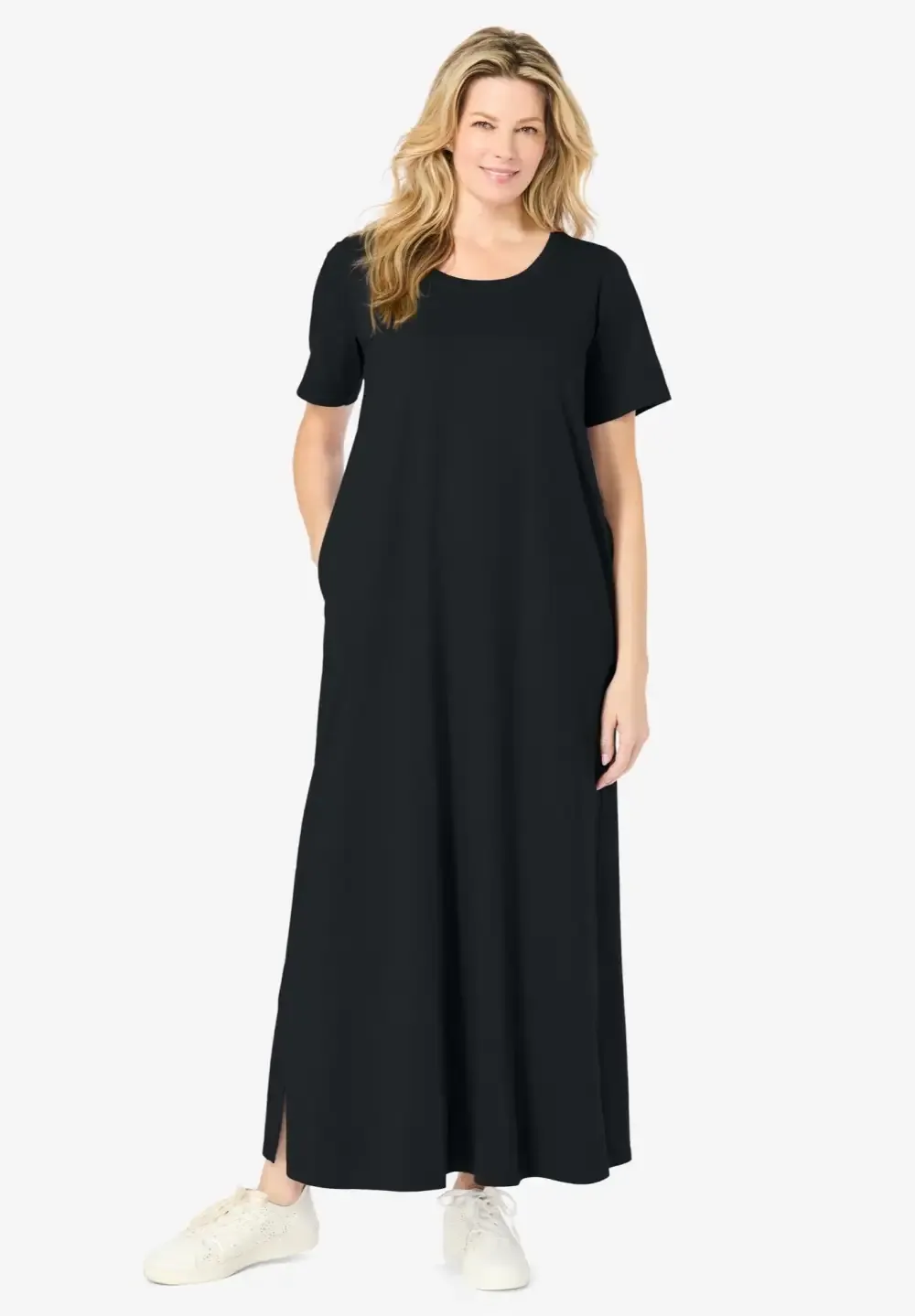 Perfect Short-Sleeve Scoopneck Maxi Tee Dress