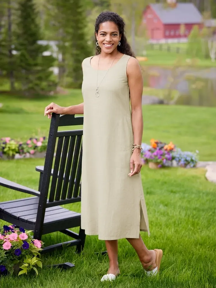 Easy Comfort Linen/Rayon Sleeveless Popover Dress