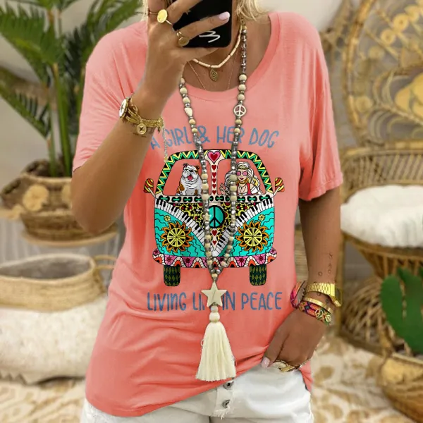 A Girl And Her Dog Hippies T-shirt