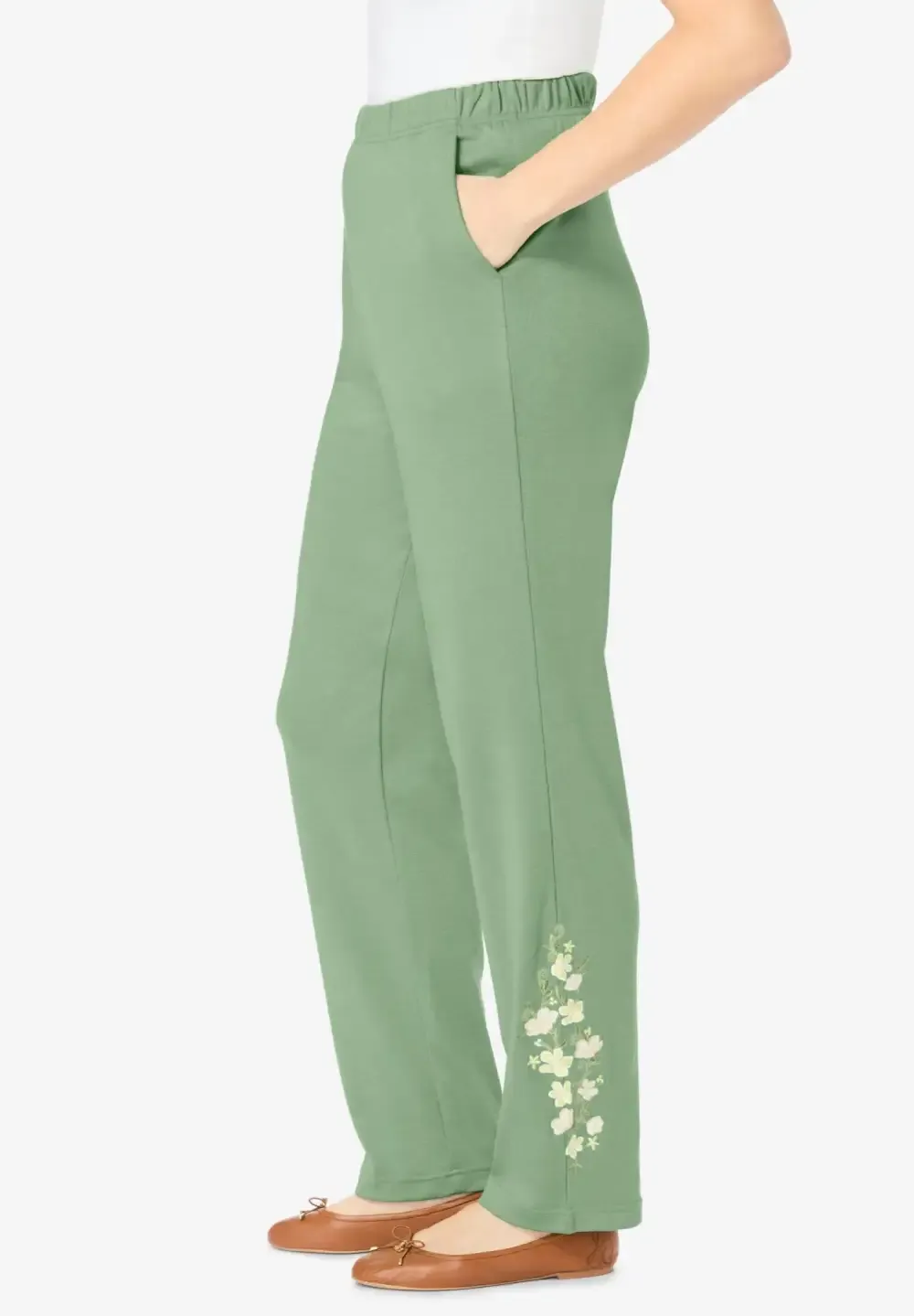 7-Day Embroidery Straight-Leg Pant