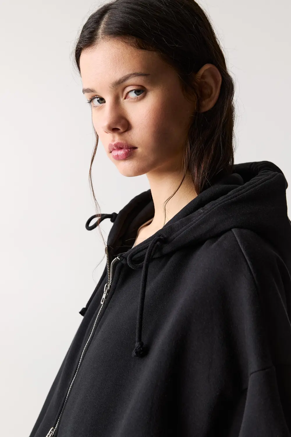 Sudadera oversize capucha cremallera