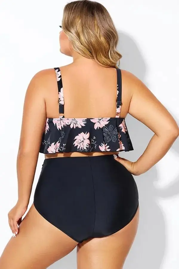 Floral Print Sexy Scoop Neck Bikini Top