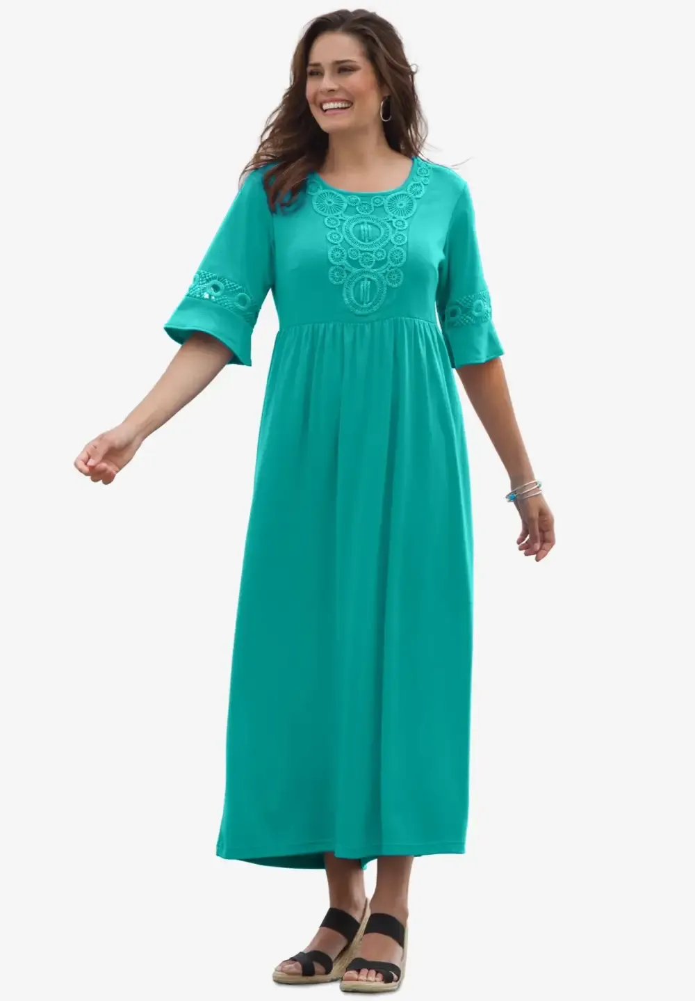 Crochet Trim Empire Knit Dress