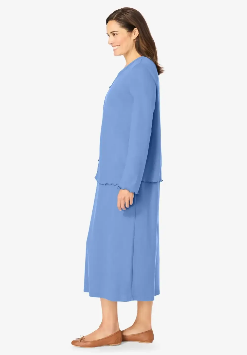 Lettuce Trim Knit Jacket Dress