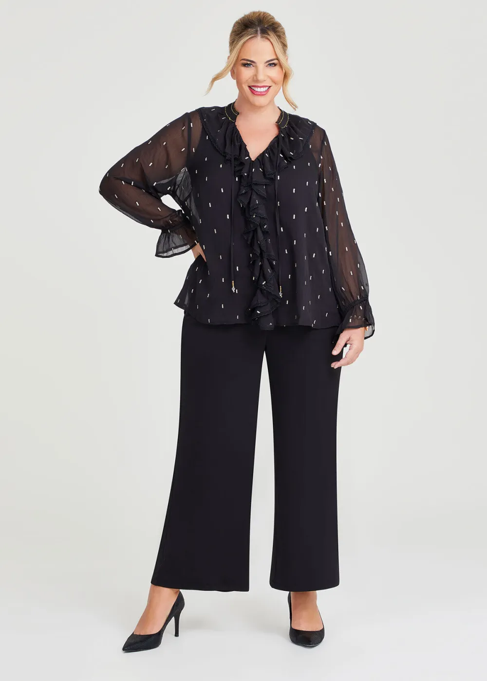 Pan Ruffle Smock Blouse