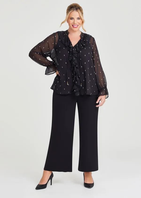 Pan Ruffle Smock Blouse
