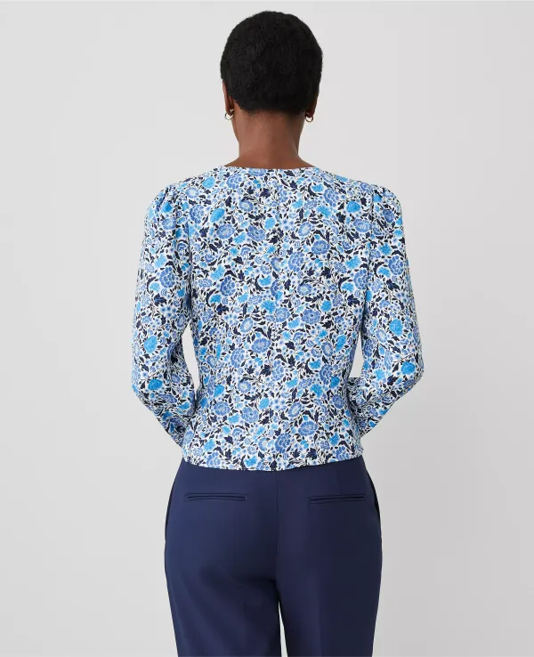 Floral Silky Wrap Blouse