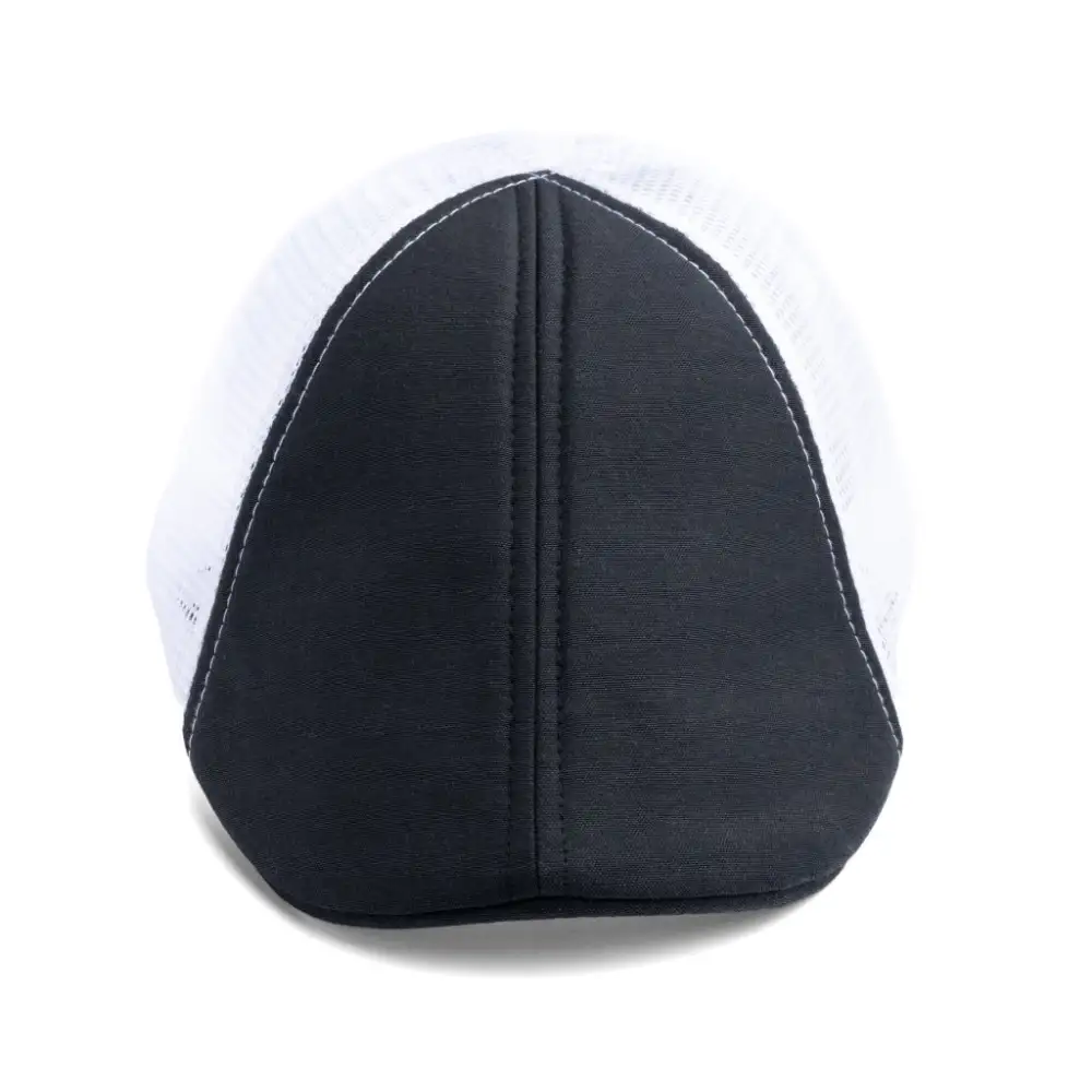 The Mesh Trucker Boston Scally Cap - Black with White