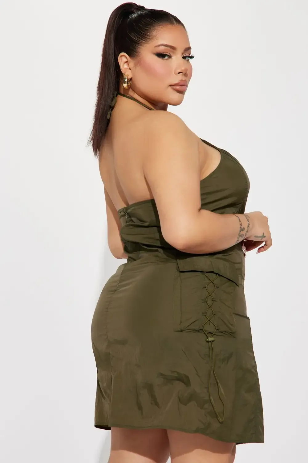 Precious Cargo Parachute Mini Dress - Olive