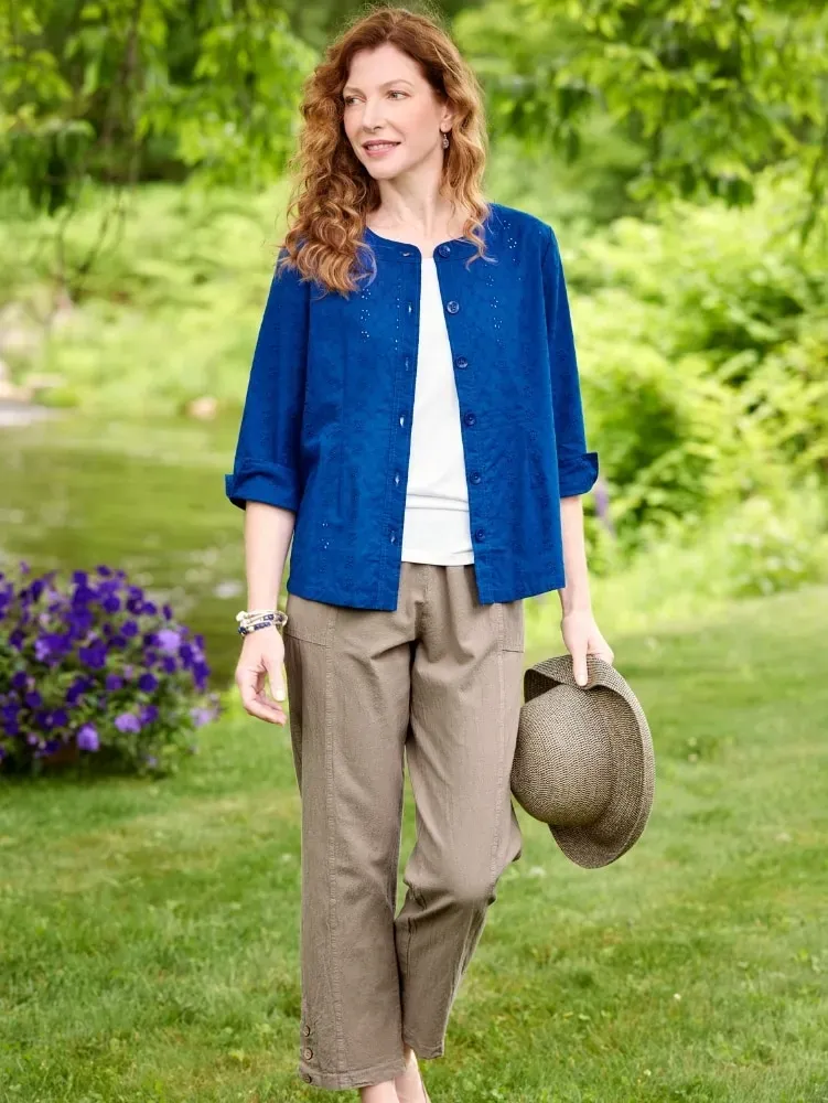 Women's Crinkle Cotton Ankle-Length Pants