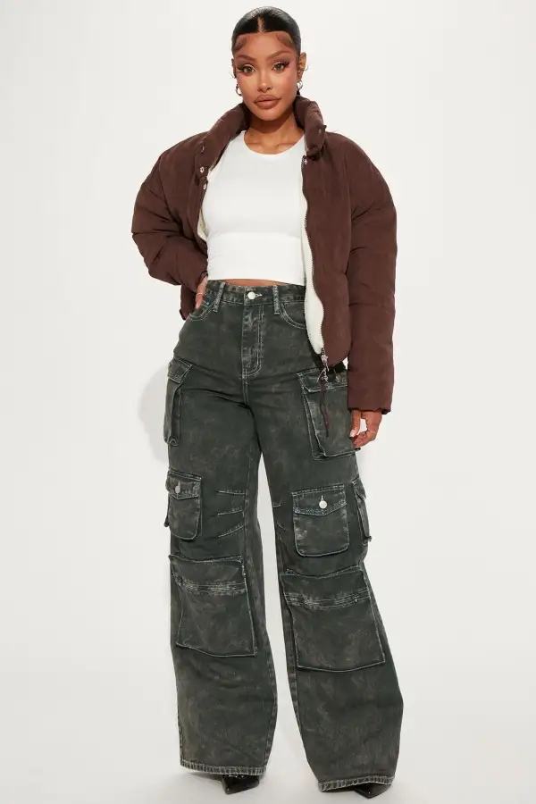 Need You To Get It Together Puffer Jacket - Chocolate