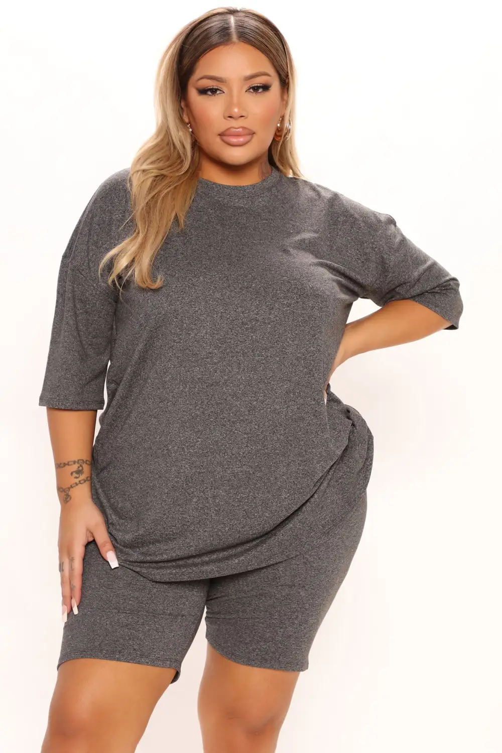 Weekend Vibes Short Set - Charcoal