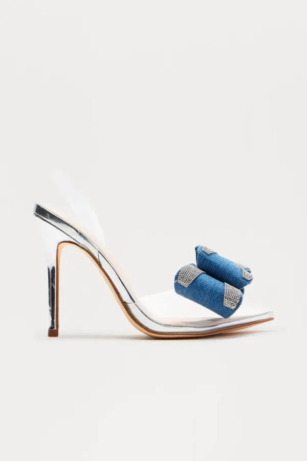 Xandi Rhinestone Bow Pumps - Silver