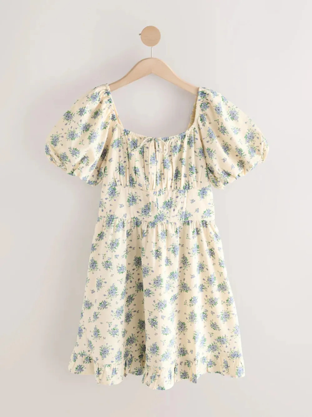 Fresh Bubble Sleeve Pure Cotton Dress