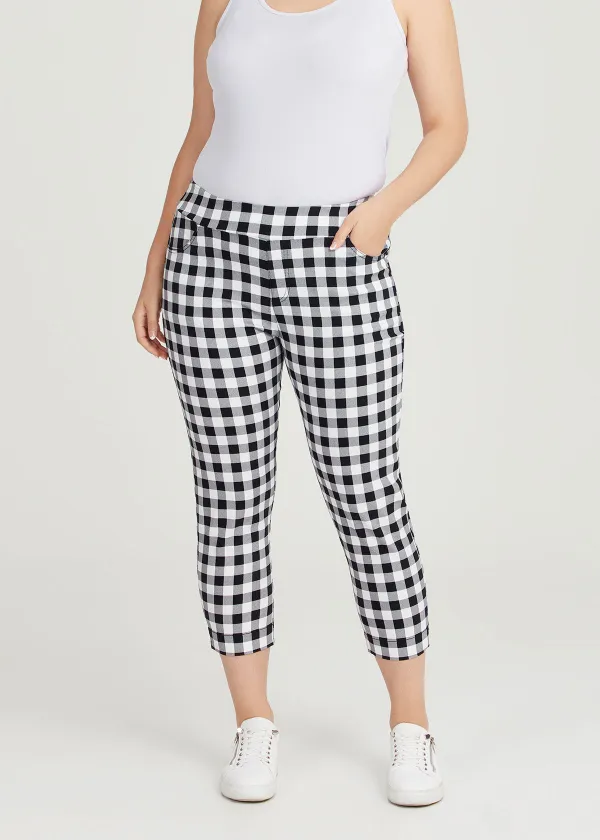 Stretch Gingham Capri Pant
