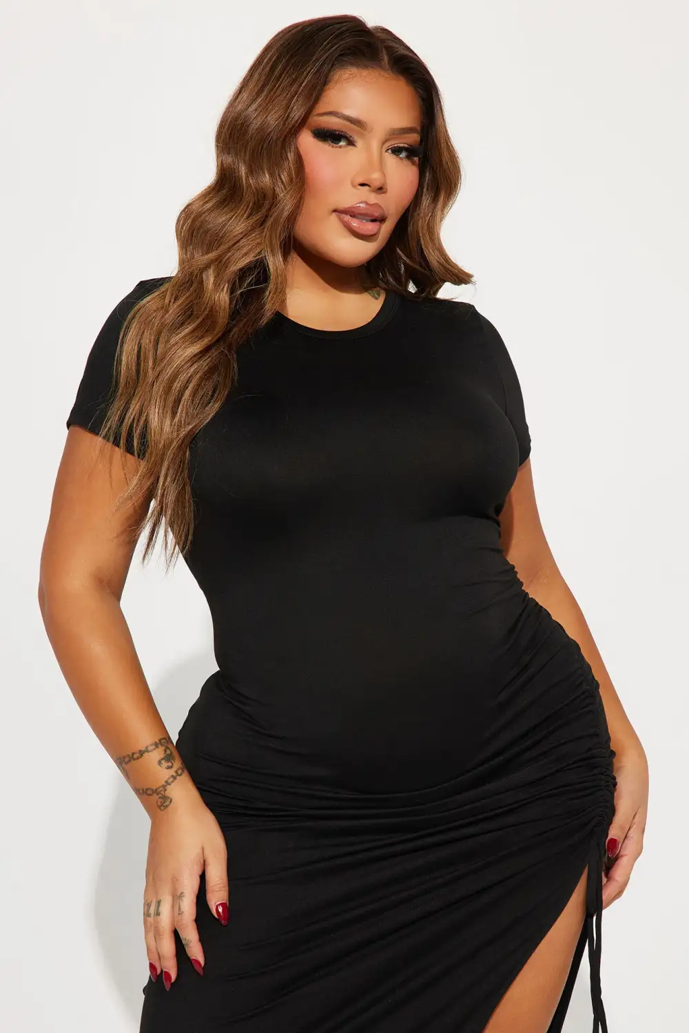 Dani Ruched Maxi Dress - Black