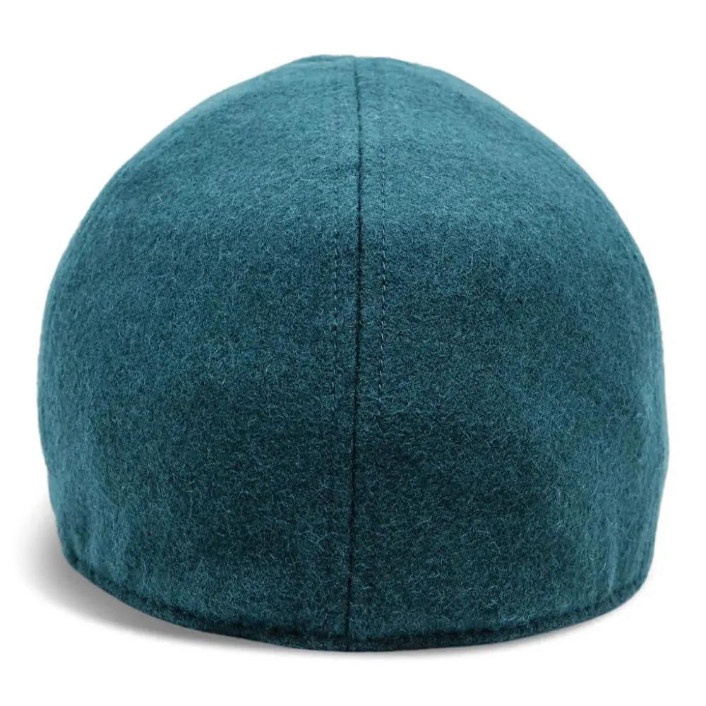 The Kenmore Boston Scally Cap - Slate Blue and Black Leather Brim