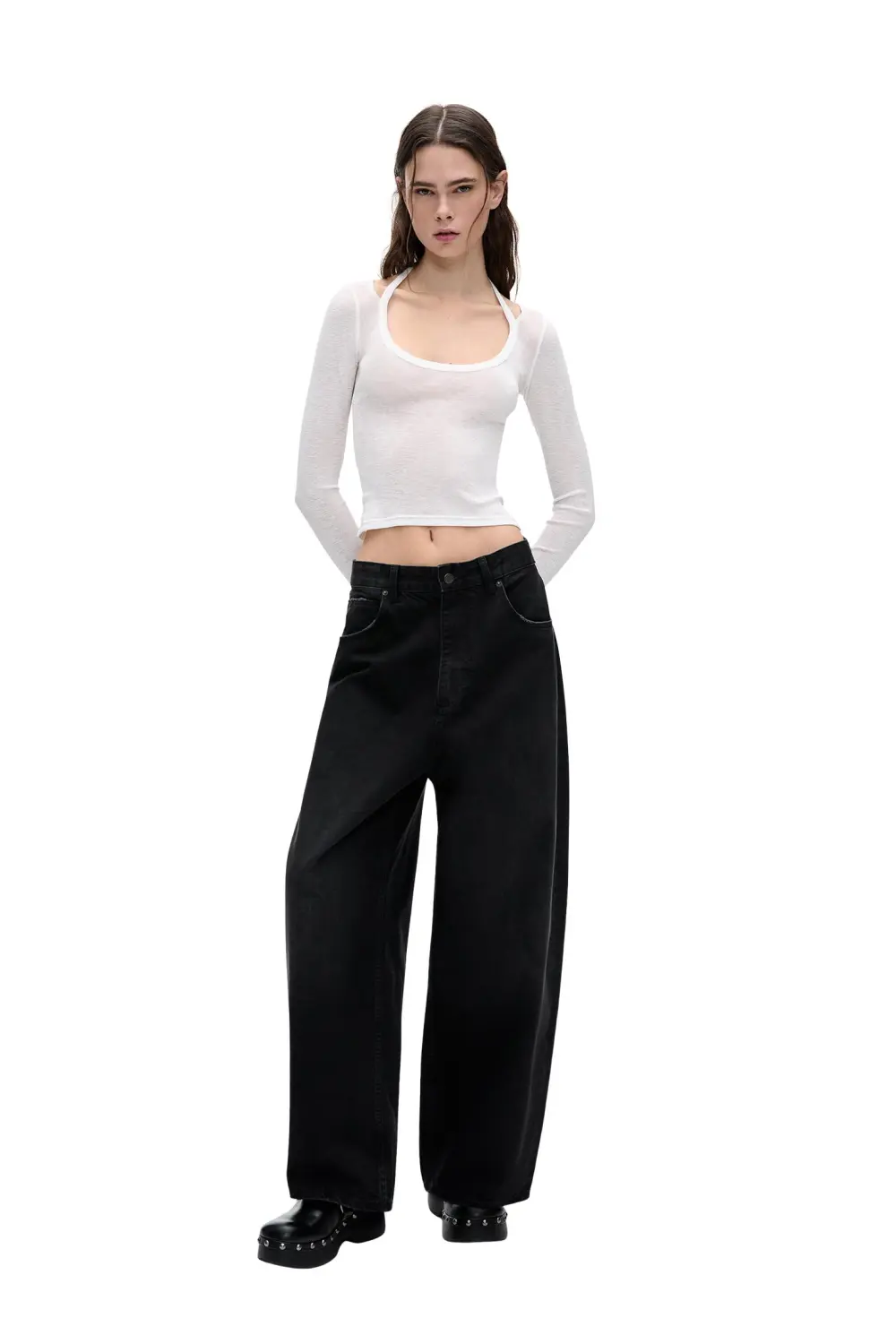 Double long sleeve strappy top