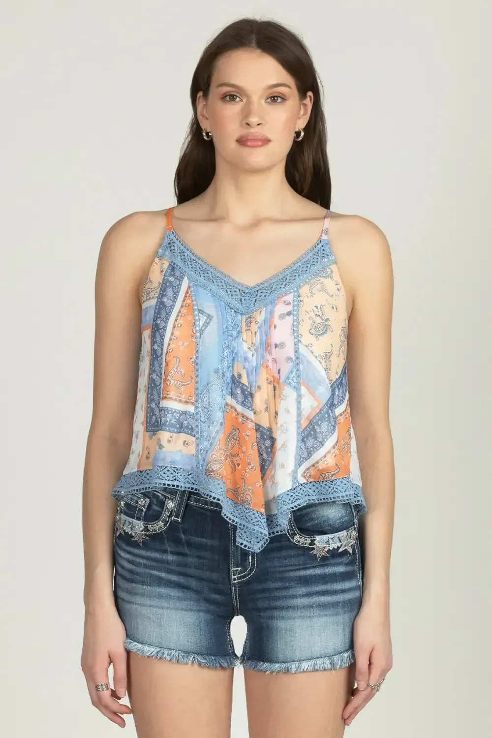 Mixed Paisley Handkerchief Top