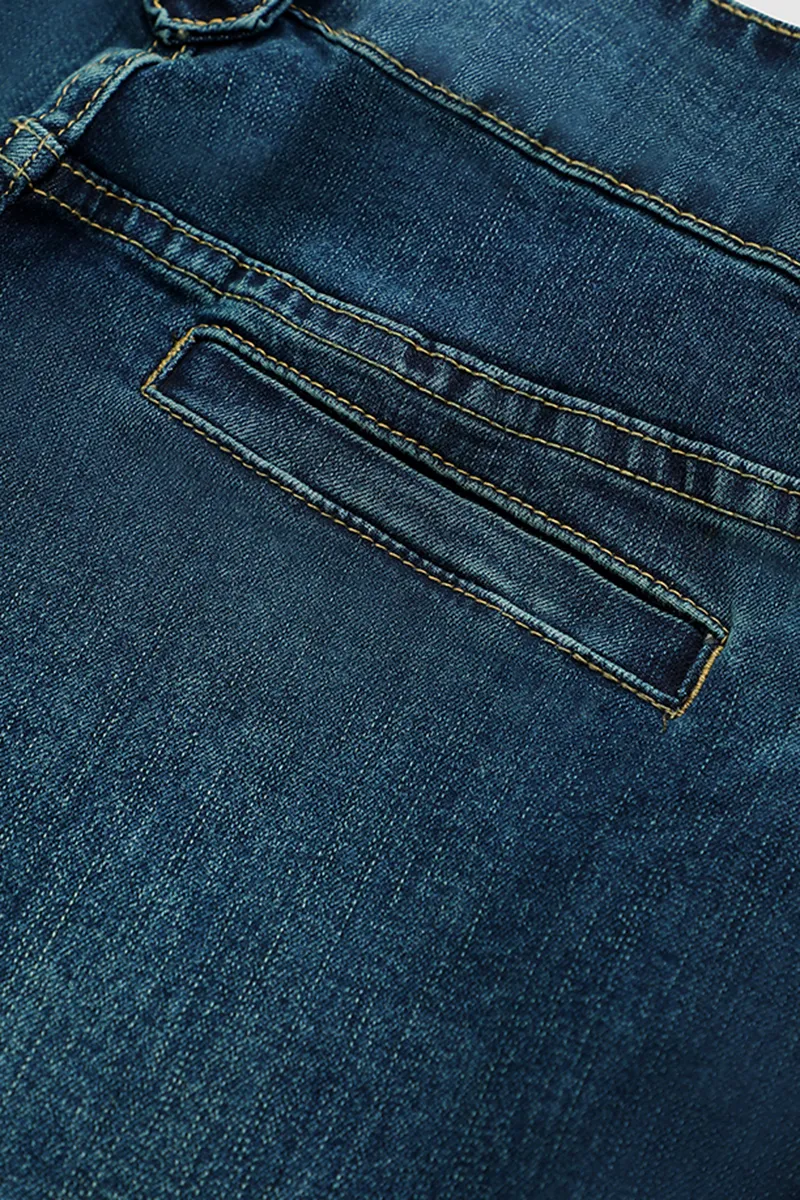 Vintage Oblique Button Mid Waist Straight Leg Jeans
