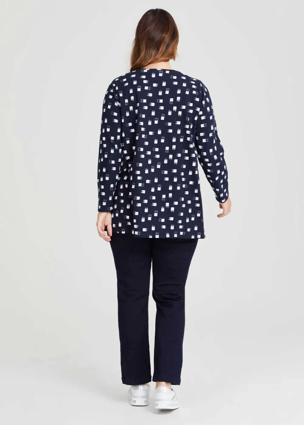 Cotton Brushstroke Print Top