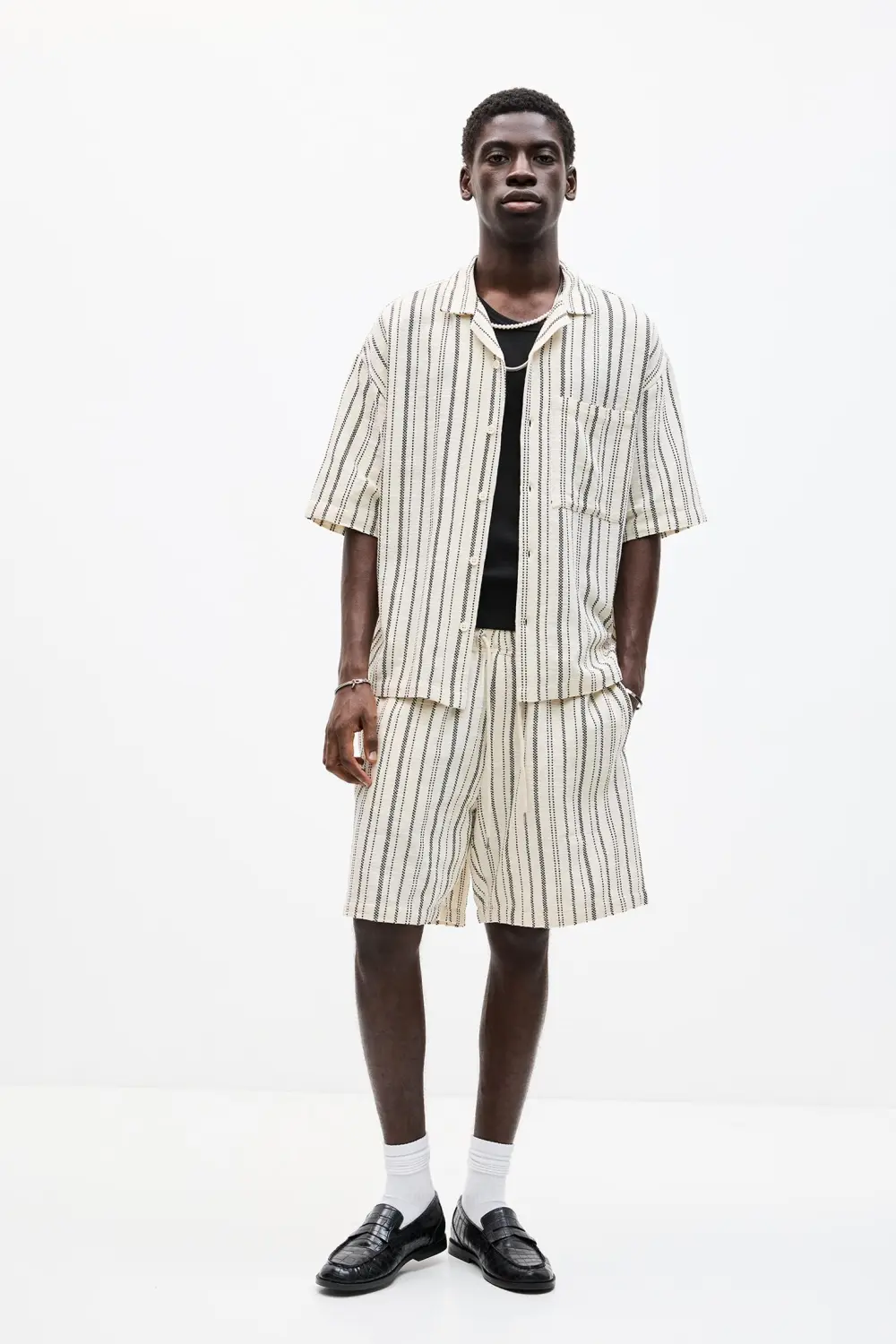 Striped Bermuda short sweatpants