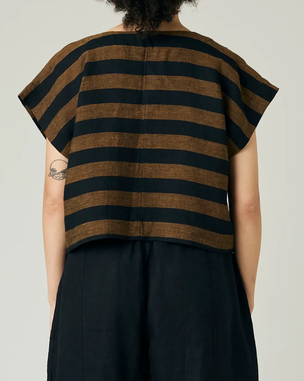 RUST STRIPE LINEN TOP