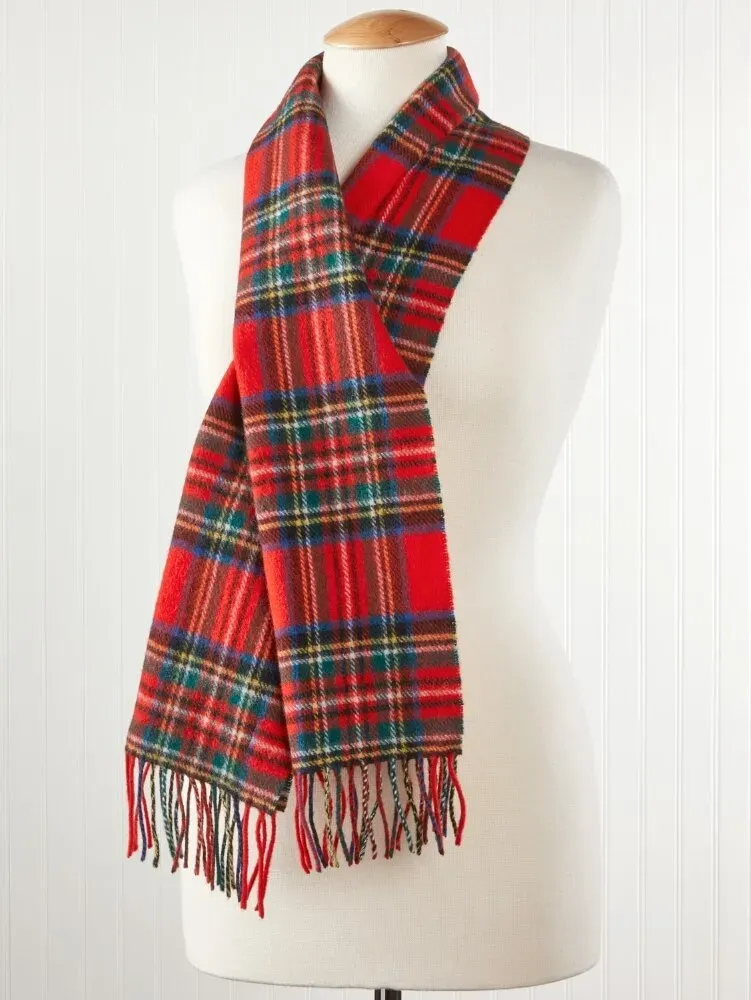 Irish Plaid Lambswool Scarf for Men and Women