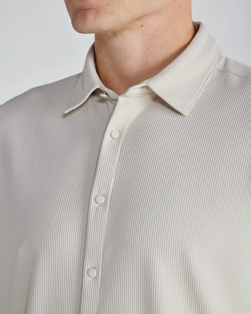 Ribbed+ Short Sleeve Button Down